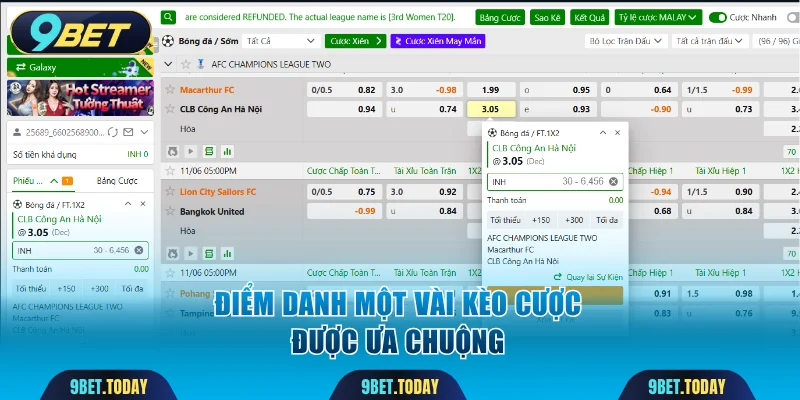 Điểm danh một vài kèo cược được ưa chuộng